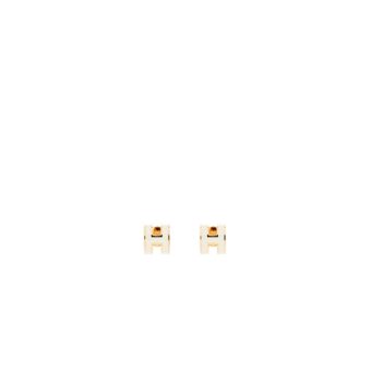 Hermes Mini Pop H Earrings Blanc RGHW