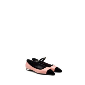 Chanel size 39.5 22K mery janes shoes lambskin / velvet pink / black LGHW