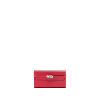 Hermes Kelly Long Wallet Epsom Rose Extreme SHW Stamp A