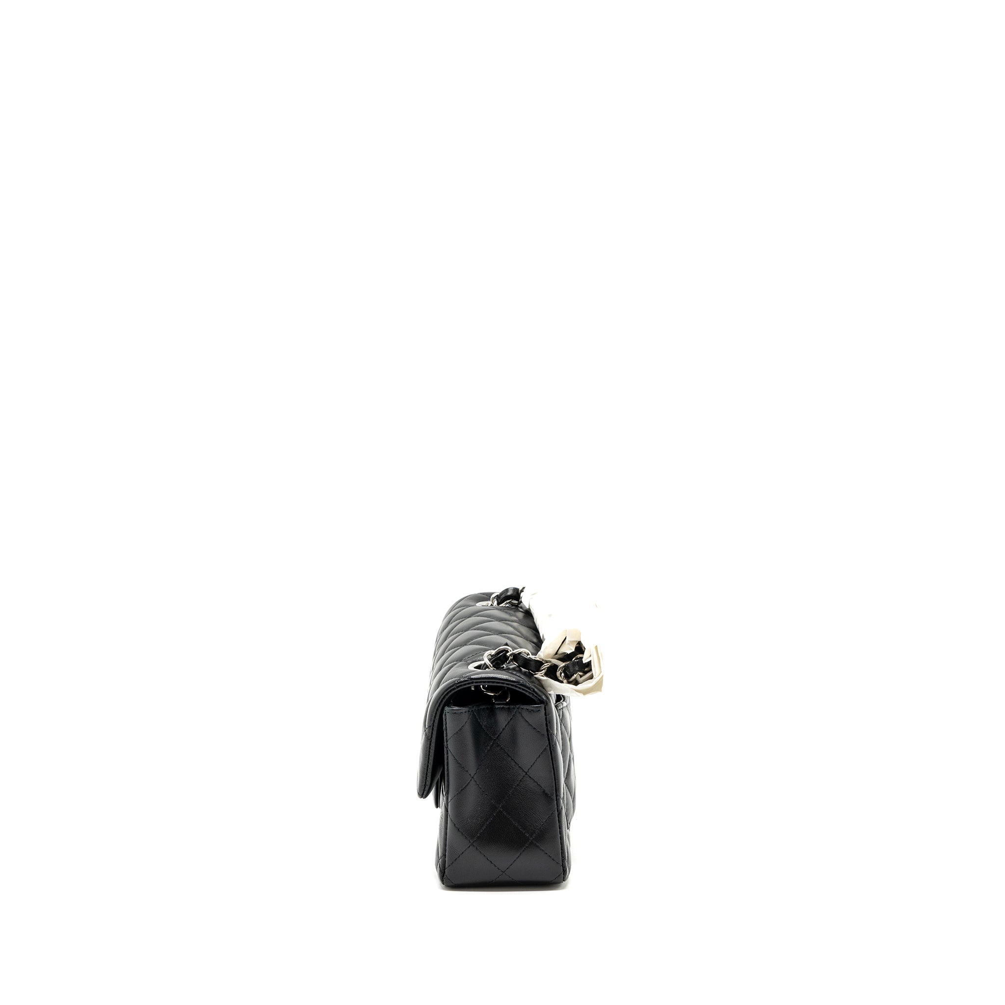 Chanel classic mini rectangular flap bag lambskin black SHW (microchip) - Image 4