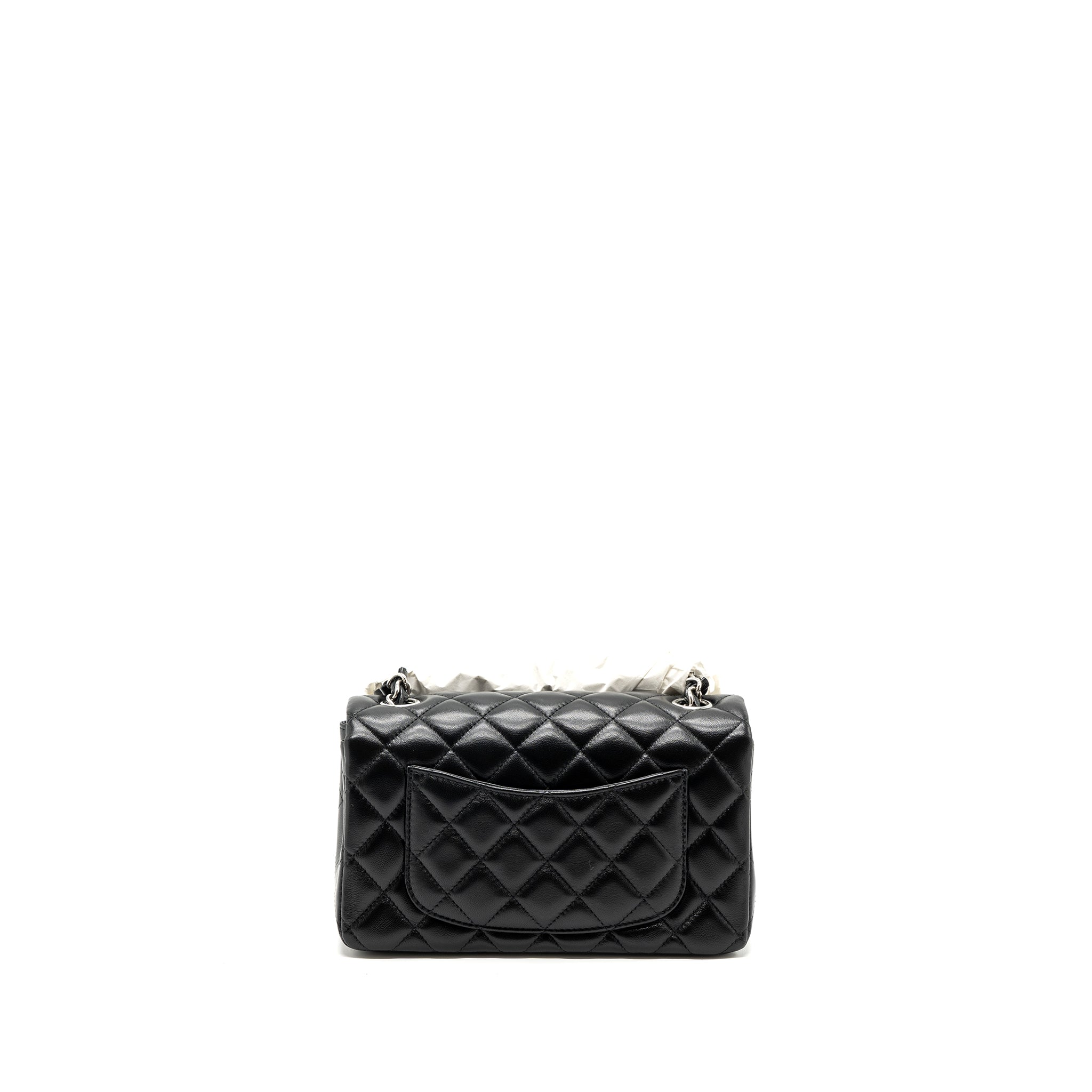 Chanel classic mini rectangular flap bag lambskin black SHW (microchip) - Image 2