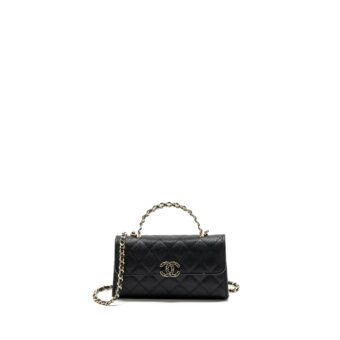 Chanel 23P Top Handle Mini Flap Bag Caviar Black LGHW (Microchip)