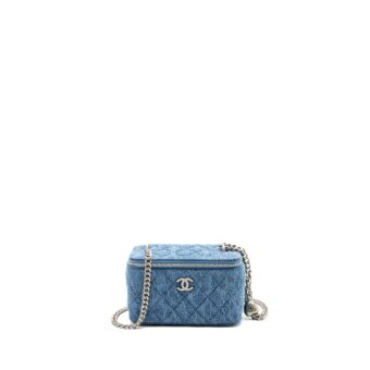 Chanel coco love long vanity case denim Camelia blue SHW (Microchip)