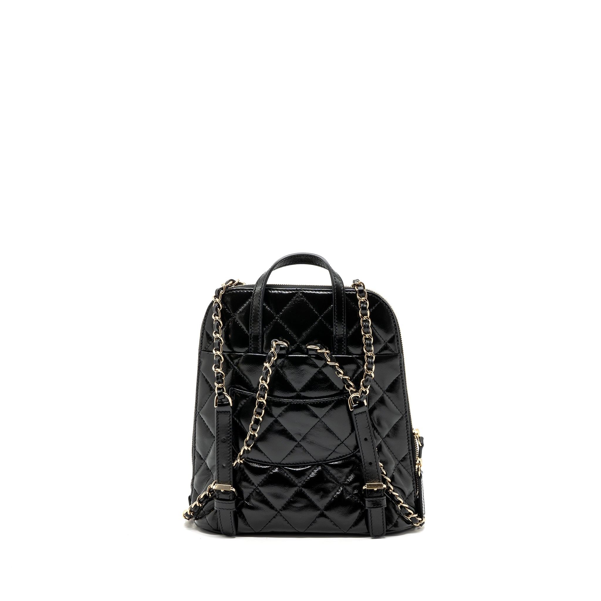 Chanel 22A Backpack Patent Black LGHW (Microchip) - Image 2
