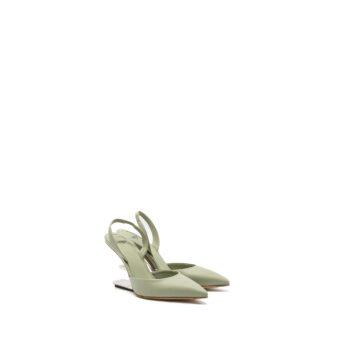 Fendi size 35 fendi first high-heeled slingbacks leather green SHW