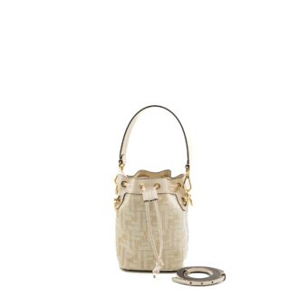 Fendi mini Mon Tresor bucket bag fabric / leather cream LGHW