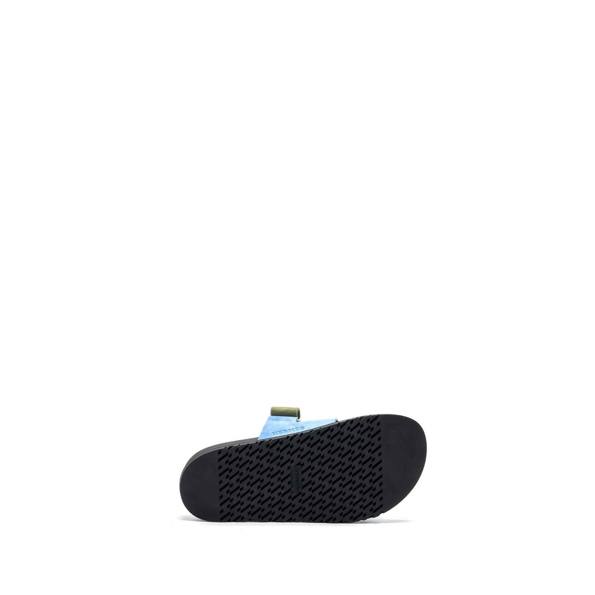 HERMES Size 37 chypre sandals chèvre velours bleu cameo / vert celadon - Image 6