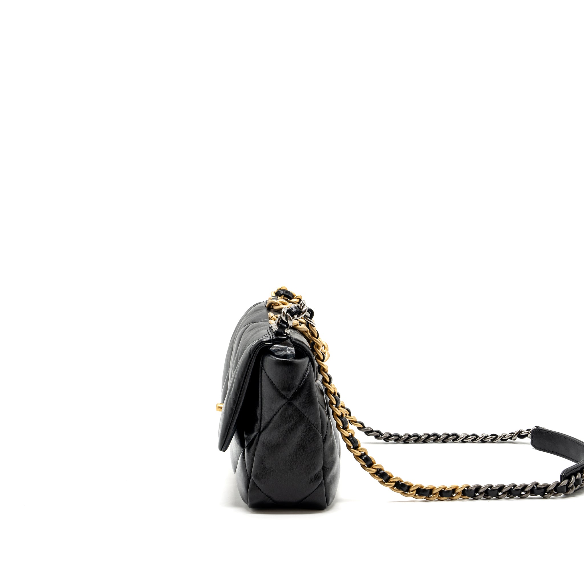 Chanel small 19 bag lambskin black multicolour hardware (microchip) - Image 4