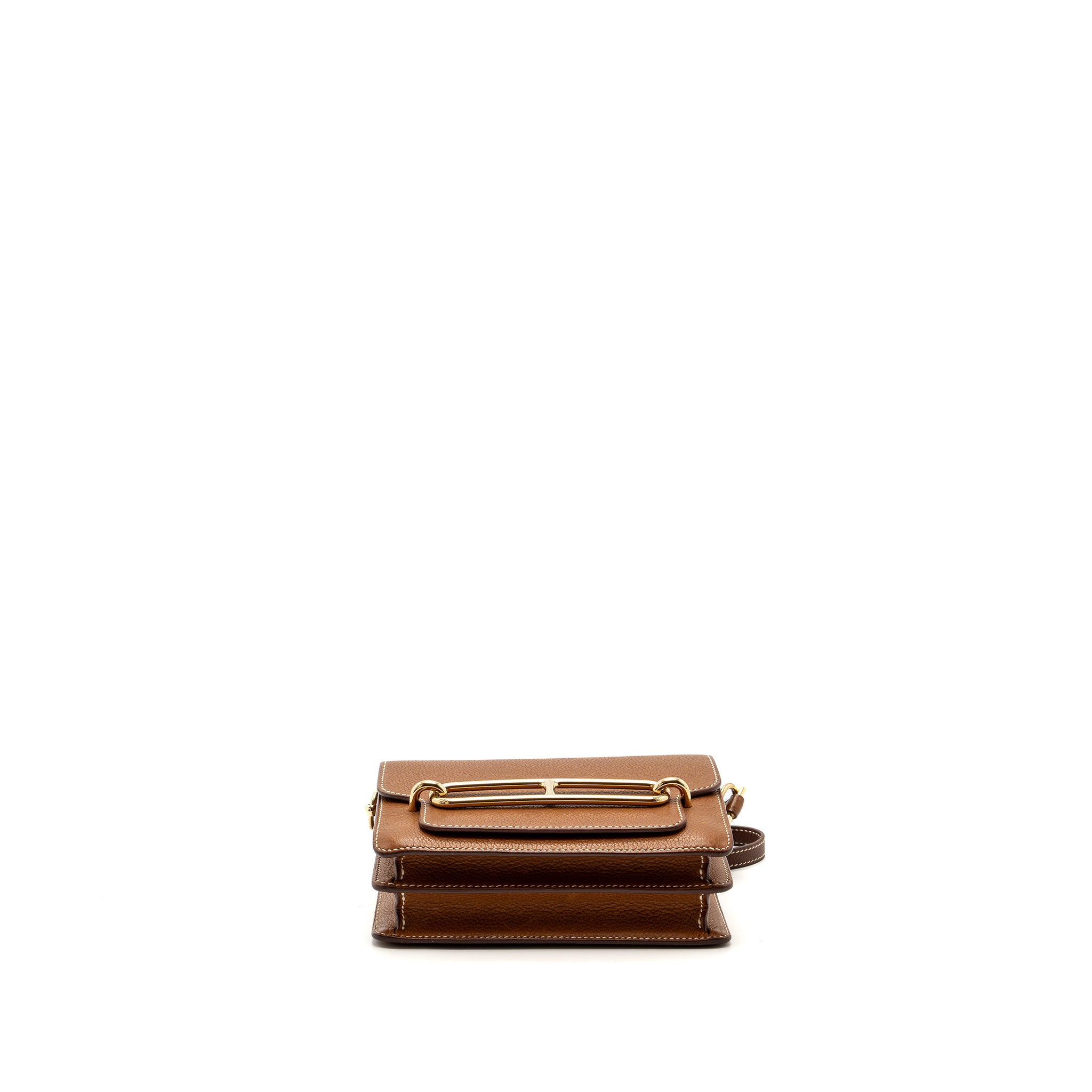 Hermes mini Roulis Barenia Faubourg 34 Fauve LGHW stamp D - Image 6