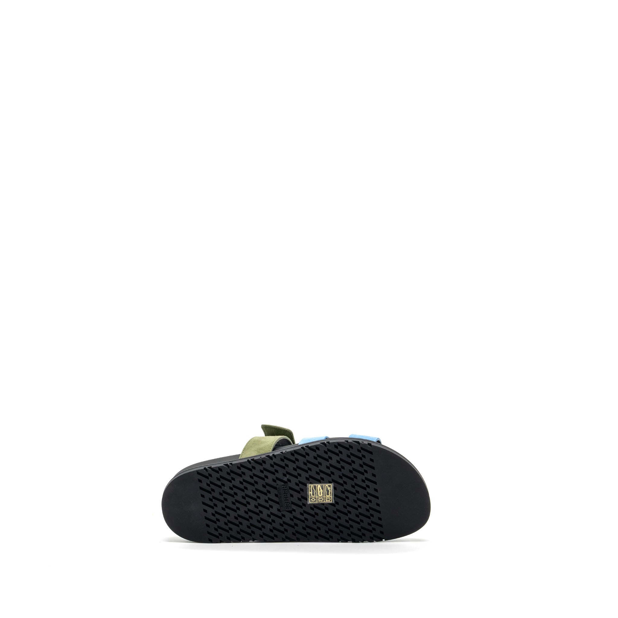 HERMES Size 37 chypre sandals chèvre velours bleu cameo / vert celadon - Image 7