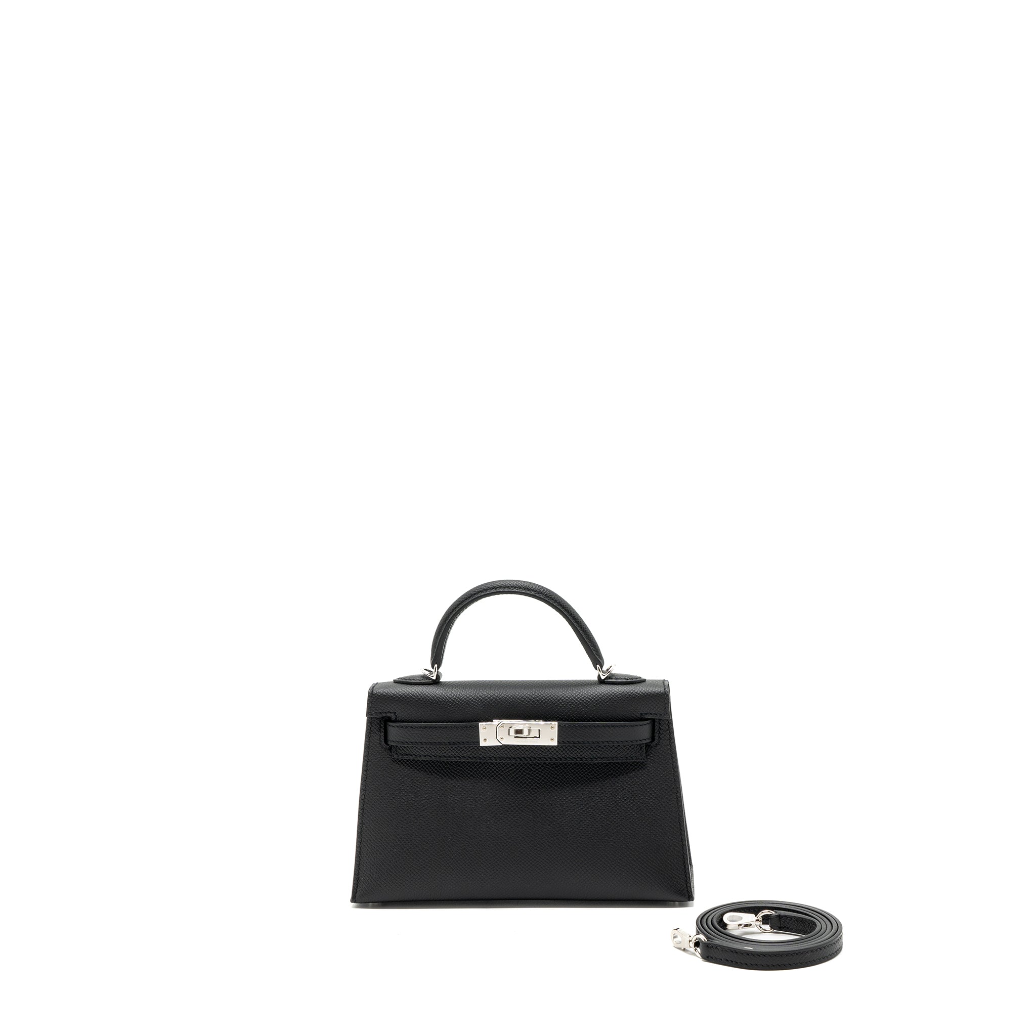 Hermes mini kelly II epsom black SHW stamp B