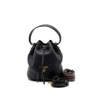 Prada Secchiello bucket bag grained calfskin black GHW