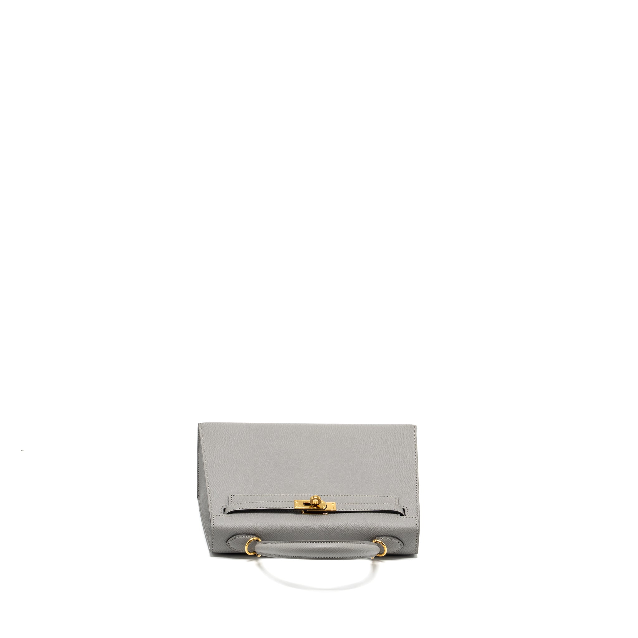 Hermes Kelly 25 Special Order Epsom Gris Motte / Rose purple GHW Stamp C - Image 5