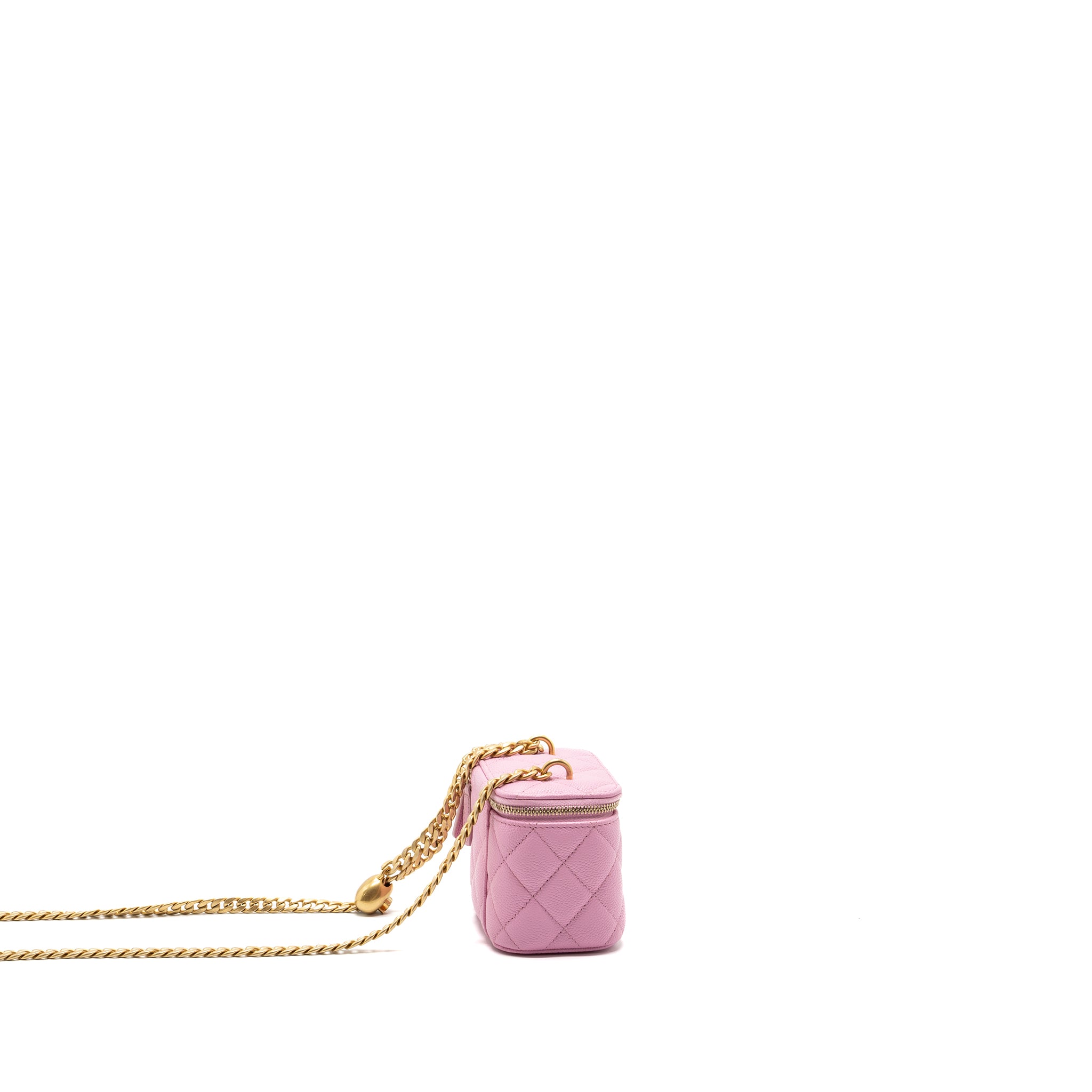 Chanel mini vanity with chain caviar light pink GHW (Microchip) - Image 3