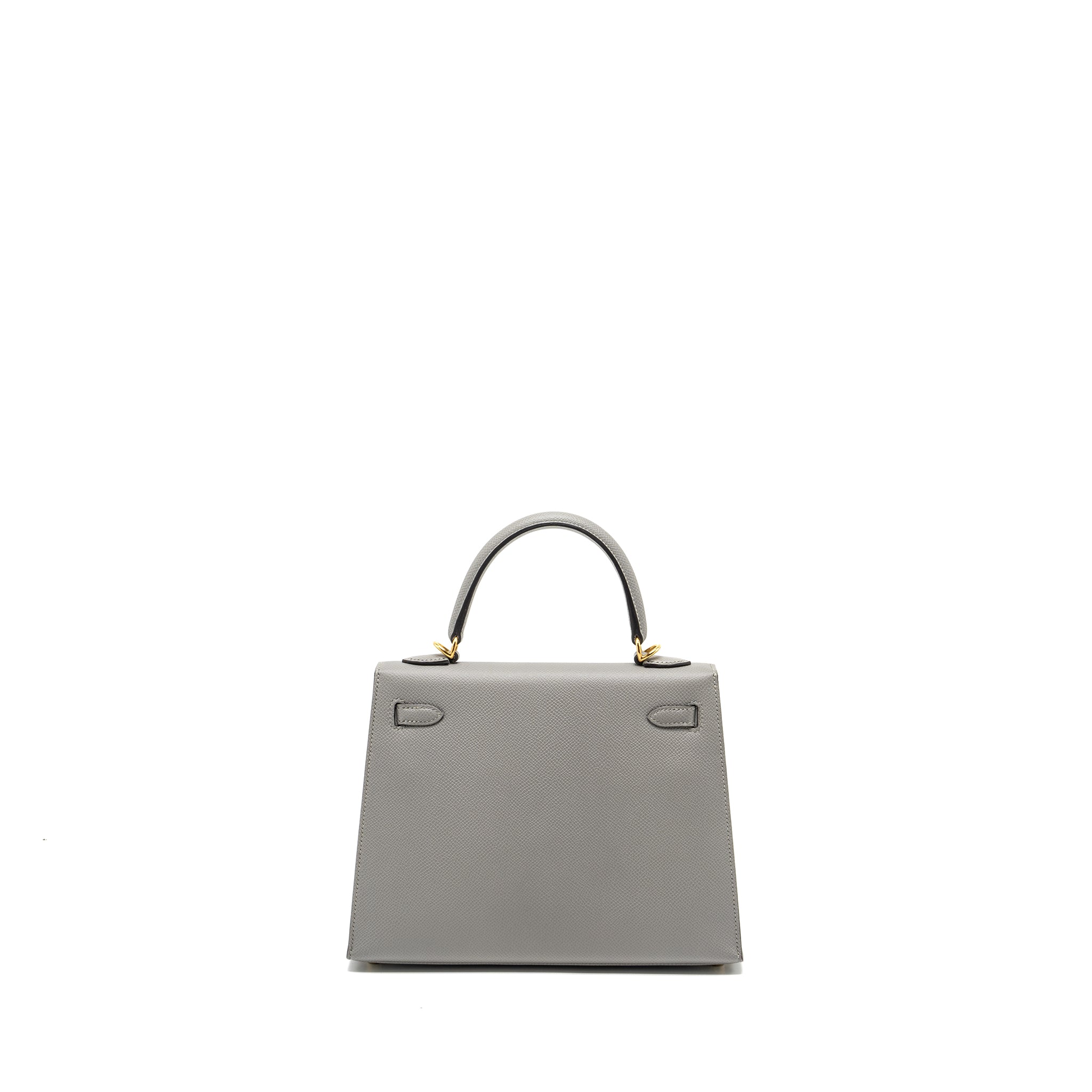 Hermes Kelly 25 Special Order Epsom Gris Motte / Rose purple GHW Stamp C - Image 2