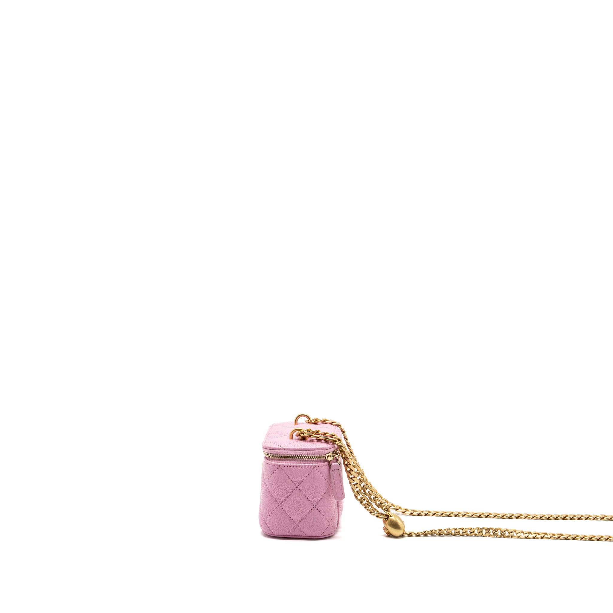 Chanel mini vanity with chain caviar light pink GHW (Microchip) - Image 4