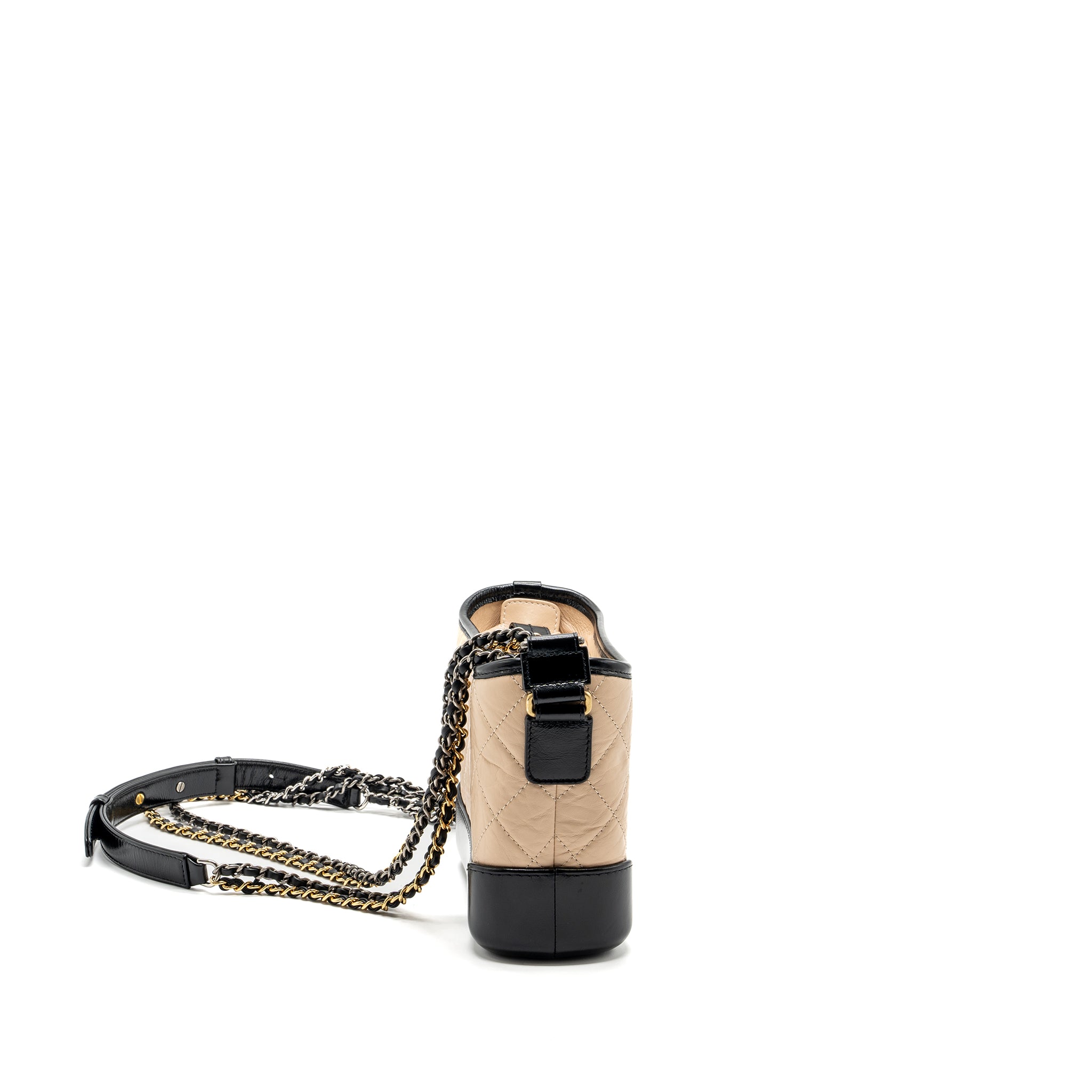Chanel Small Gabrielle Hobo Bag Aged Calfskin Beige/Black Multicolour Hardware - Image 3