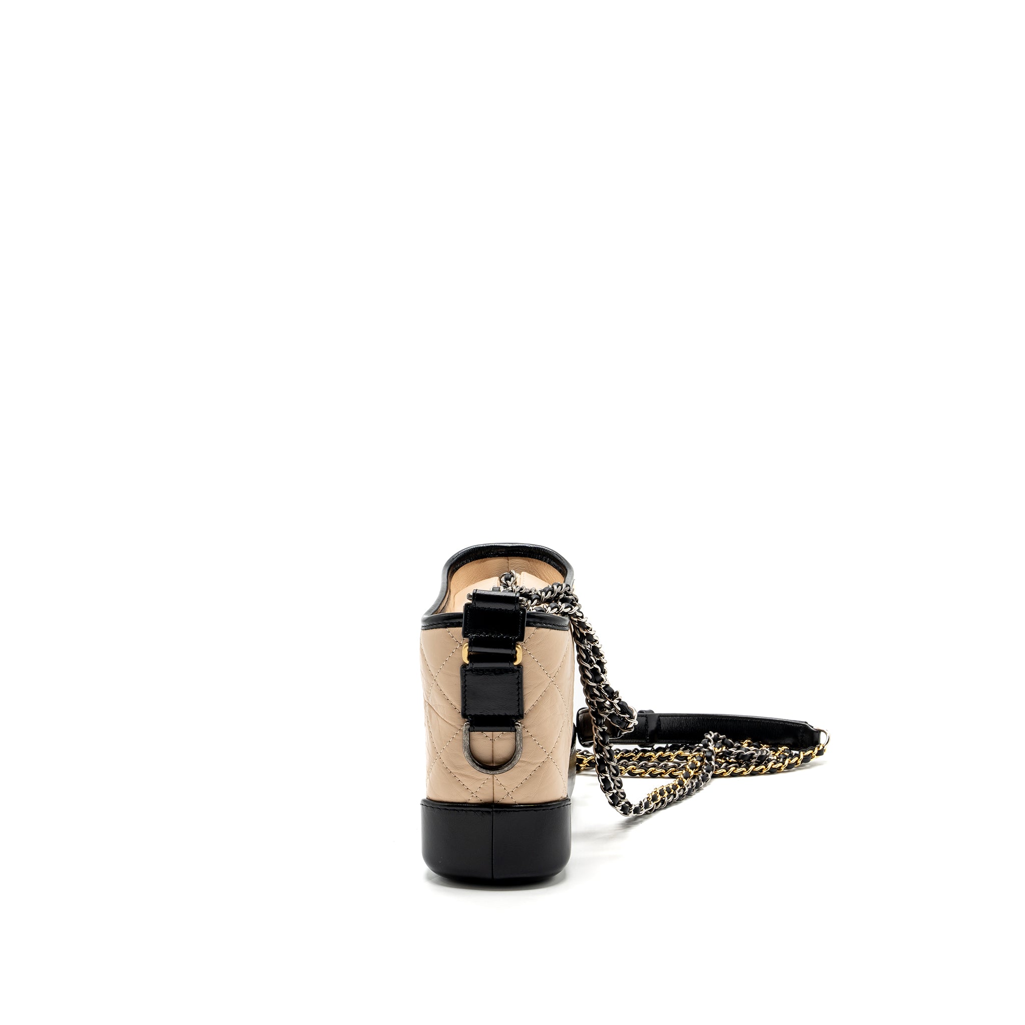 Chanel Small Gabrielle Hobo Bag Aged Calfskin Beige/Black Multicolour Hardware - Image 4