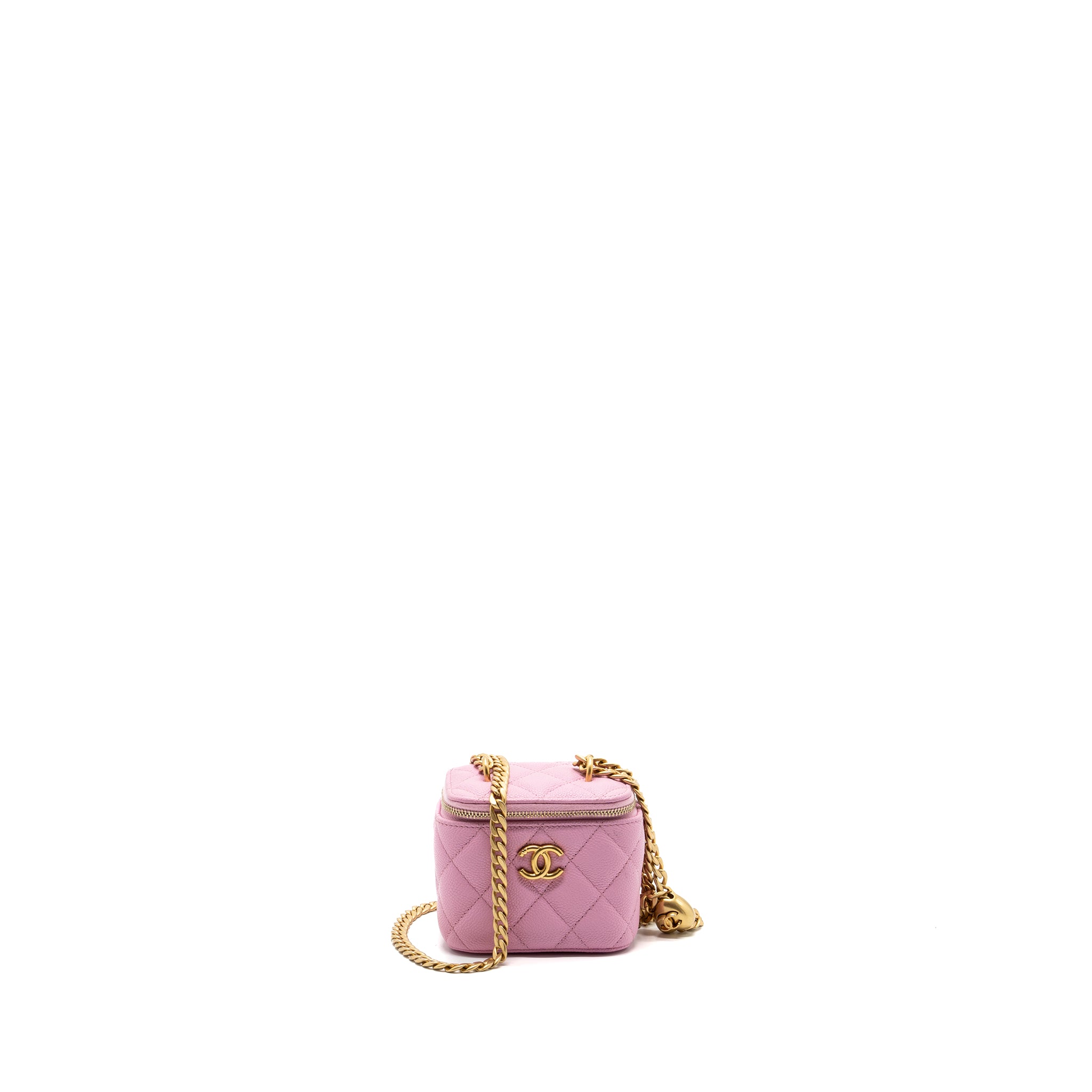 Chanel mini vanity with chain caviar light pink GHW (Microchip)