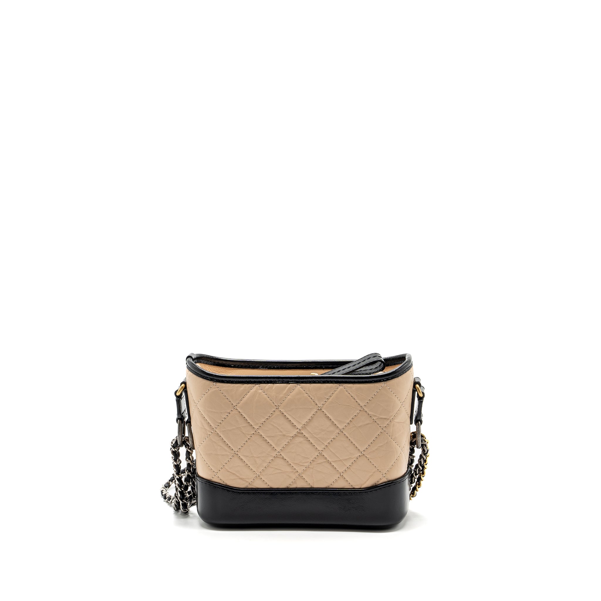Chanel Small Gabrielle Hobo Bag Aged Calfskin Beige/Black Multicolour Hardware - Image 2