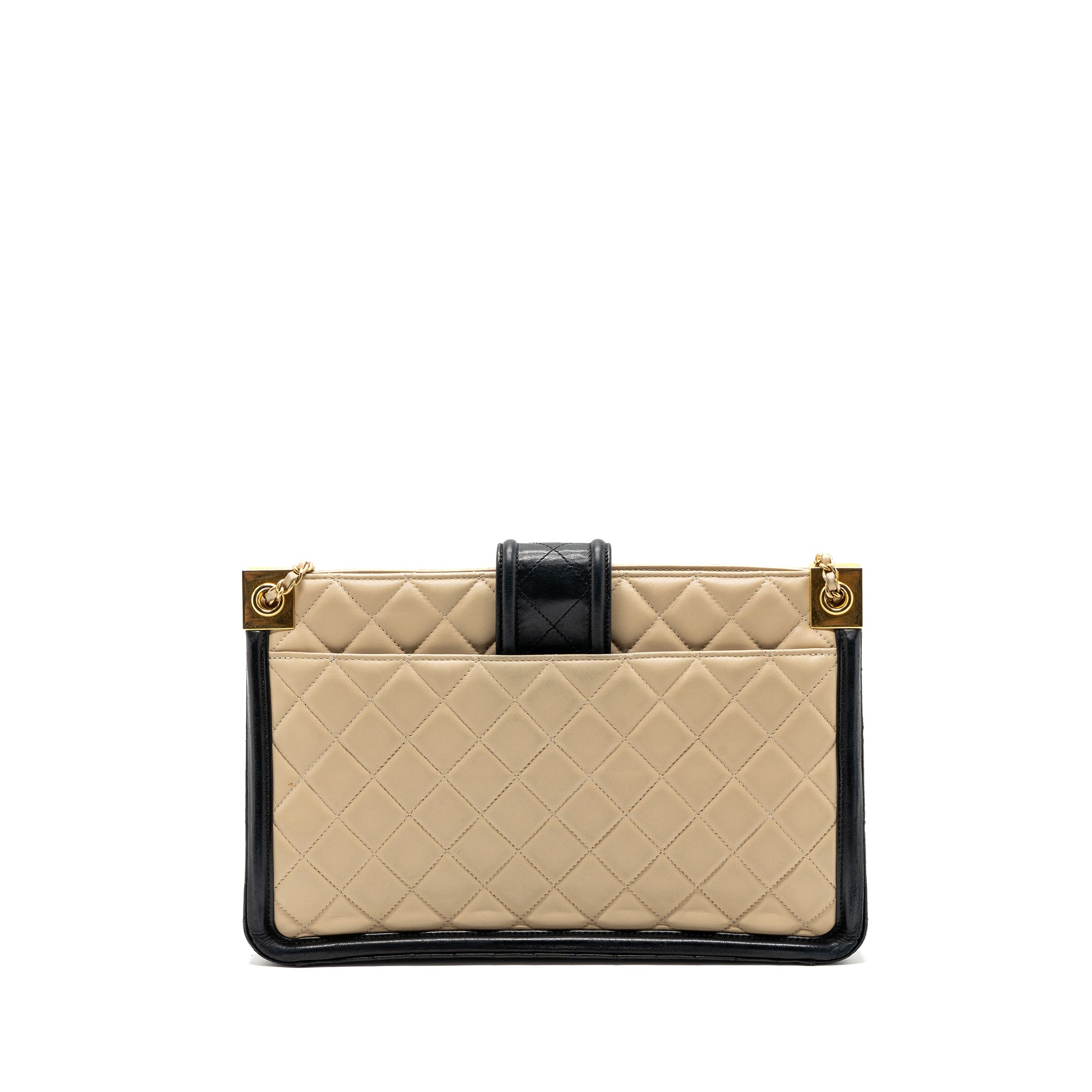 Chanel Quilted small shopping tote bag lambskin beige / black GHW - Image 2