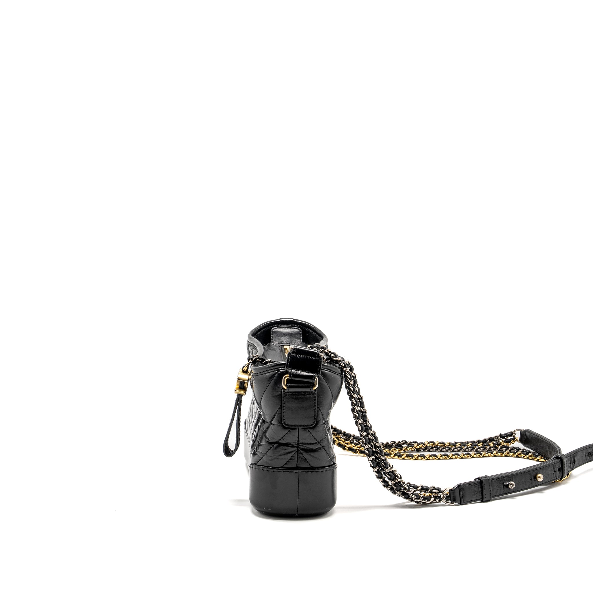 Chanel Small Chevron Gabrielle hobo bag calfskin black multicolour hardware - Image 4