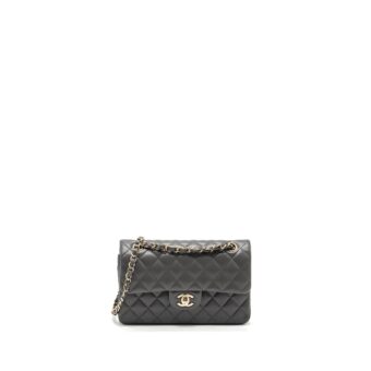 Chanel 22A Small Classic Double Flap Bag Lambskin Grey LGHW(Microchip)