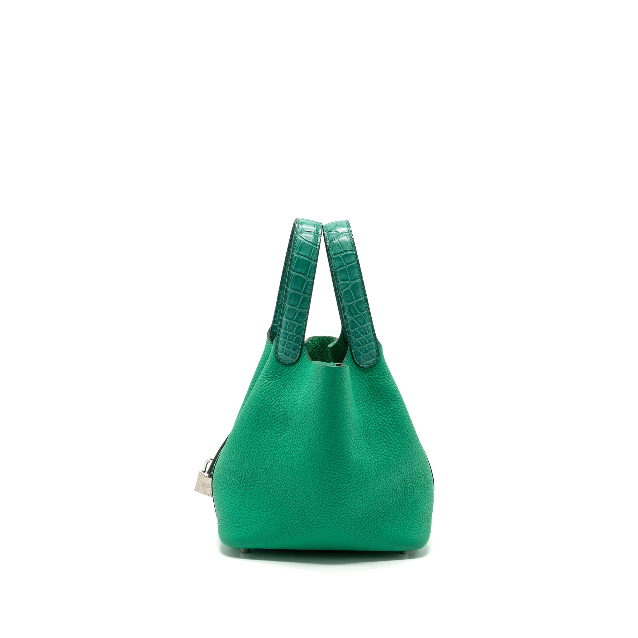 Hermes Picotin 18 Lock Bag Clemence /Alligator Touch Menthe/Vert Jade SHW Stamp Z - Image 4