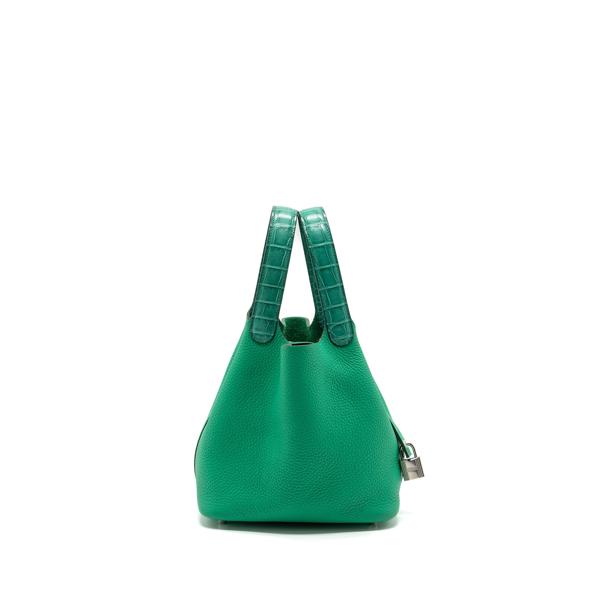 Hermes Picotin 18 Lock Bag Clemence /Alligator Touch Menthe/Vert Jade SHW Stamp Z - Image 3