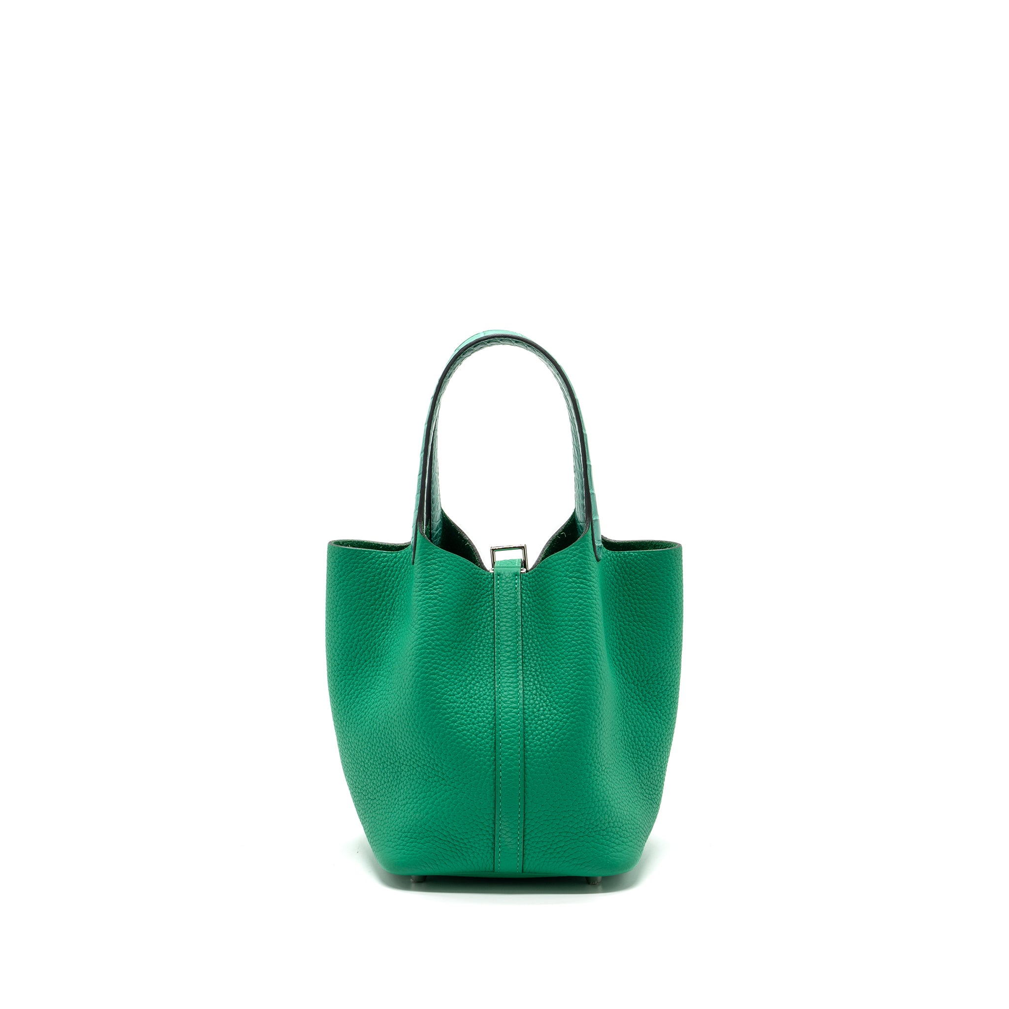 Hermes Picotin 18 Lock Bag Clemence /Alligator Touch Menthe/Vert Jade SHW Stamp Z - Image 2