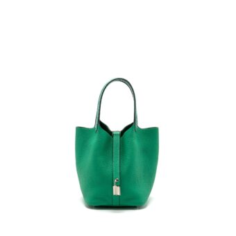 Hermes Picotin 18 Lock Bag Clemence /Alligator Touch Menthe/Vert Jade SHW Stamp Z