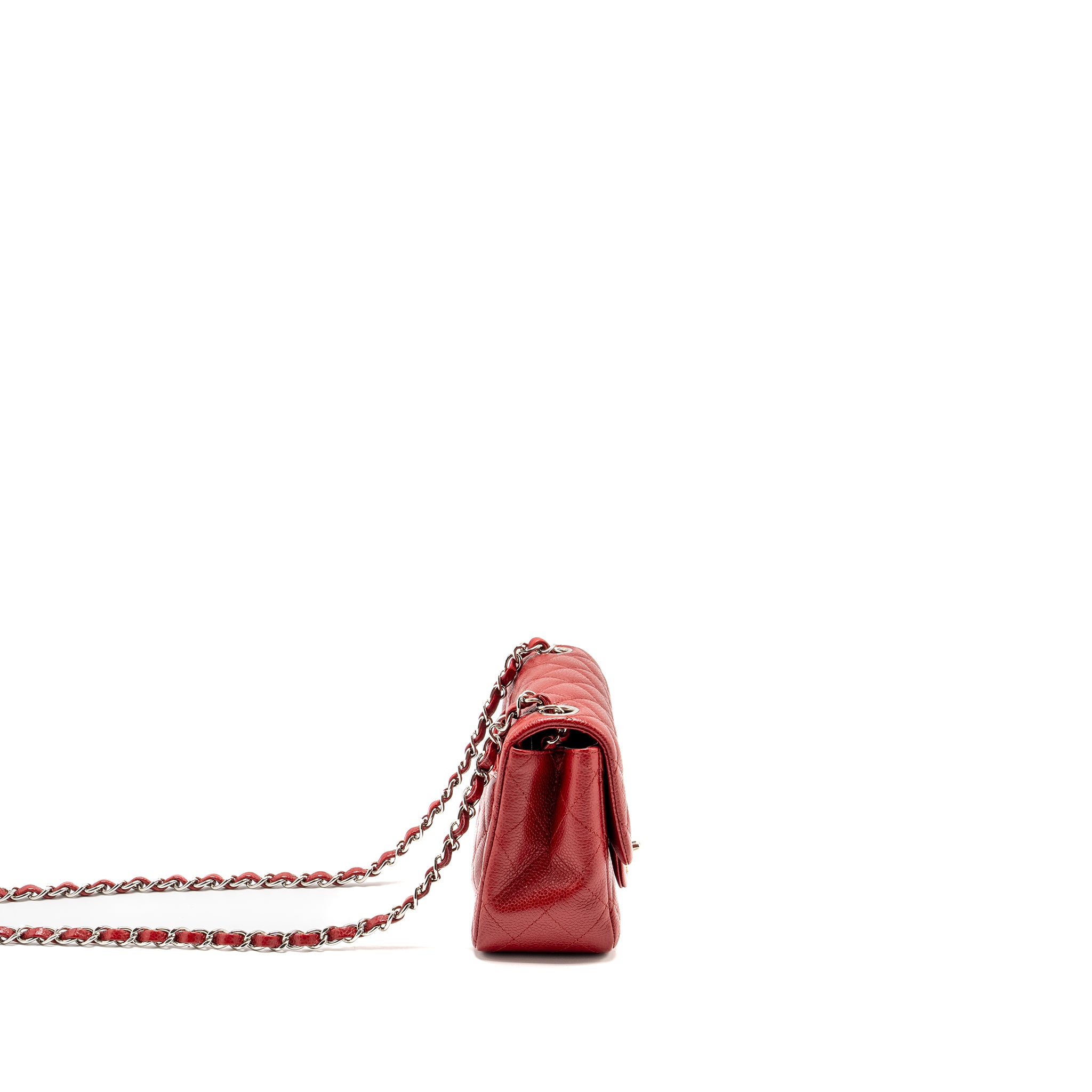 Chanel Mini Square Flap bag Caviar Red SHW - Image 3