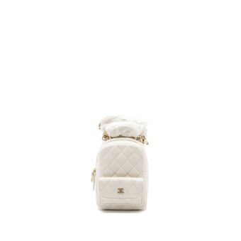 Chanel 24C Mini Backpack/Crossbody Bag Caviar White LGHW (Microchip)