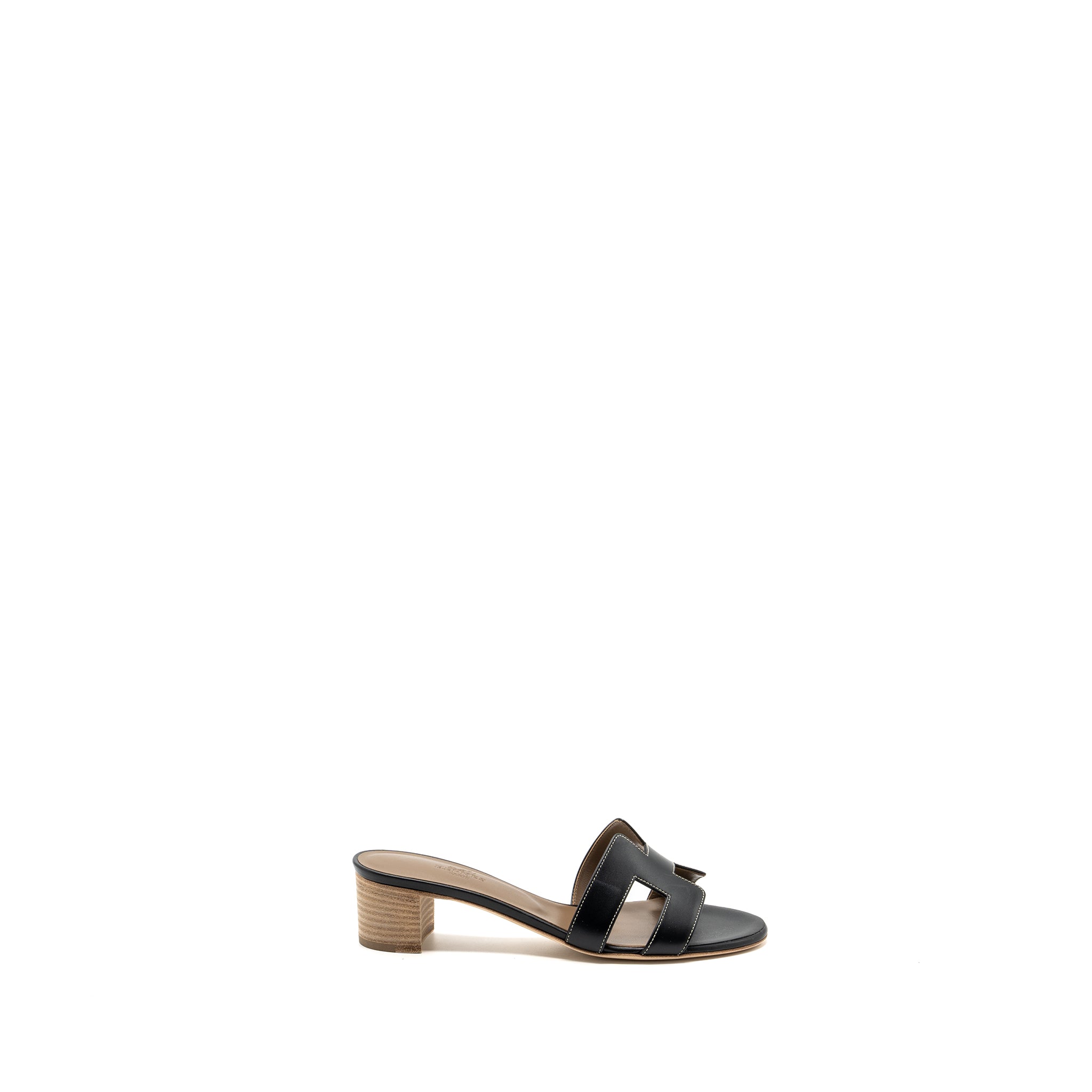 Hermes size 37.5 Oasis sandals box calfskin black - Image 4