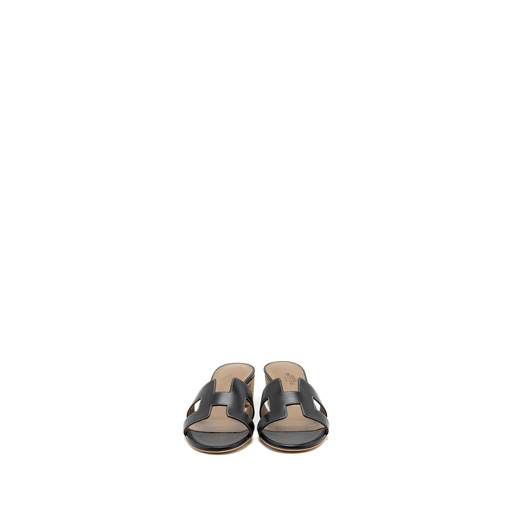 Hermes size 37.5 Oasis sandals box calfskin black - Image 2