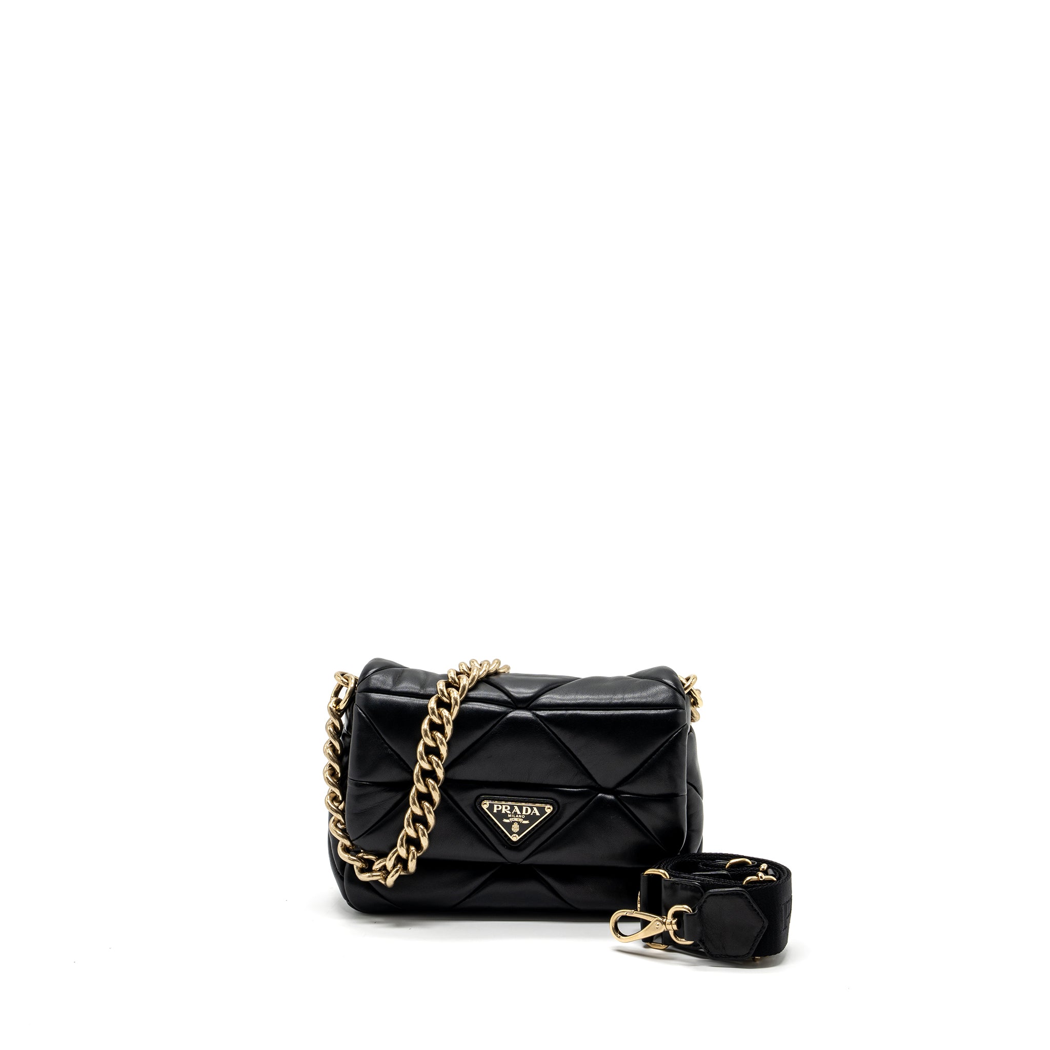 Prada Pattina in Pelle Nappa Patch Black GHW