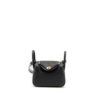 Hermes Mini Lindy II Clemence Black GHW Stamp W
