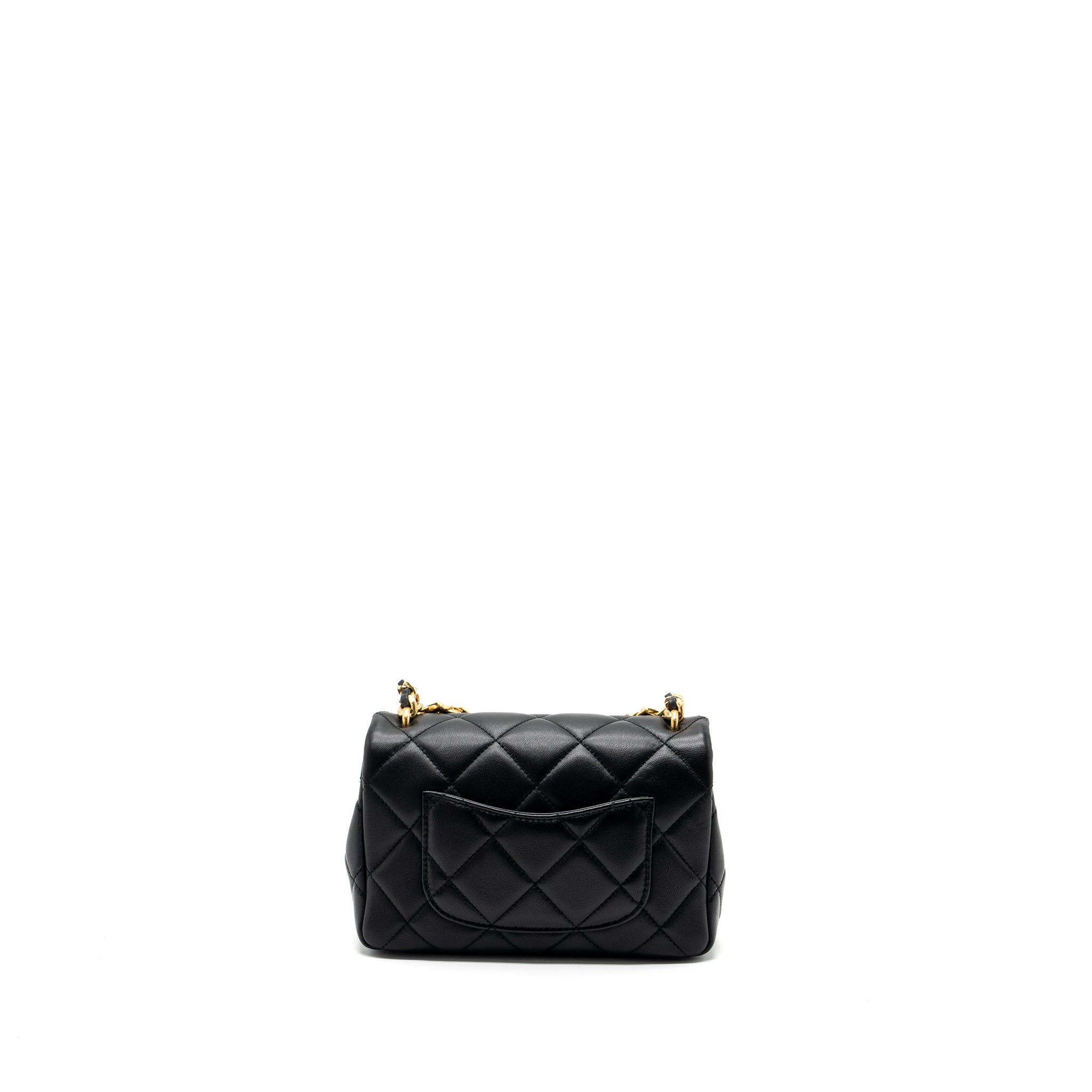 Chanel Logo Chain Handle Flap Bag Lambskin Black GHW(Microchip) - Image 2