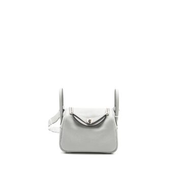 Hermes Mini Lindy Clemence Blue Pale SHW Stamp W