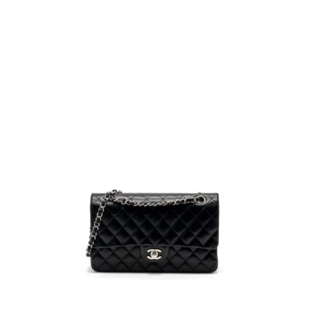 Chanel medium classic double flap bag lambskin black SHW