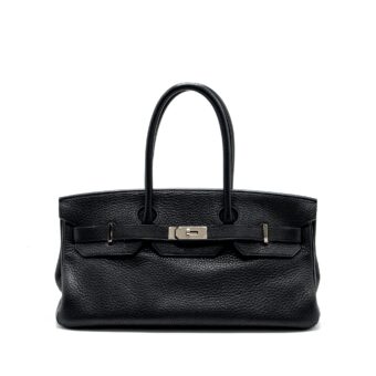 Hermes Shoulder Birkin Clemence Black SHW Stamp Square M