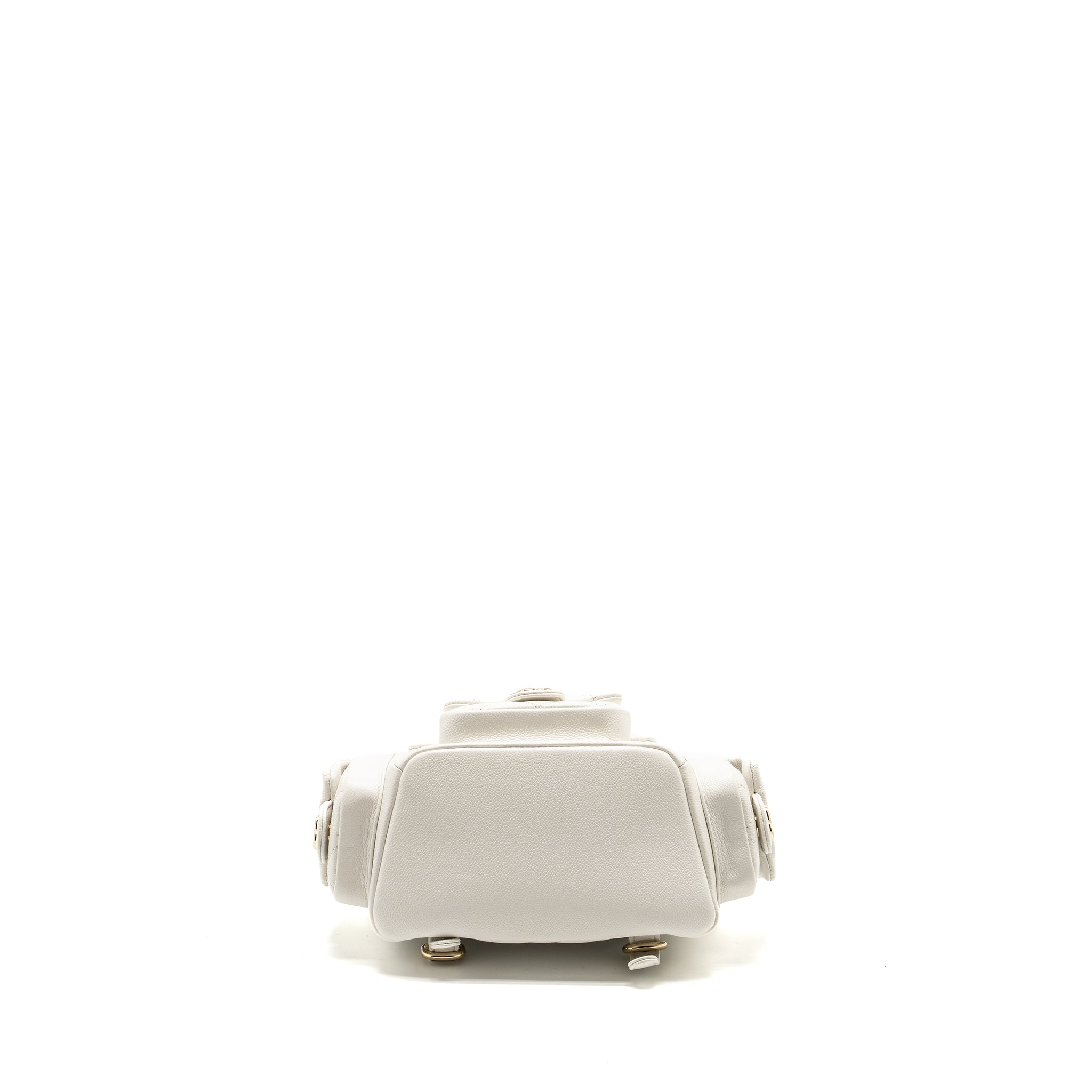 Chanel 23K Triple Pocket Mini Backpack Caviar White LGHW (Microchip) - Image 5