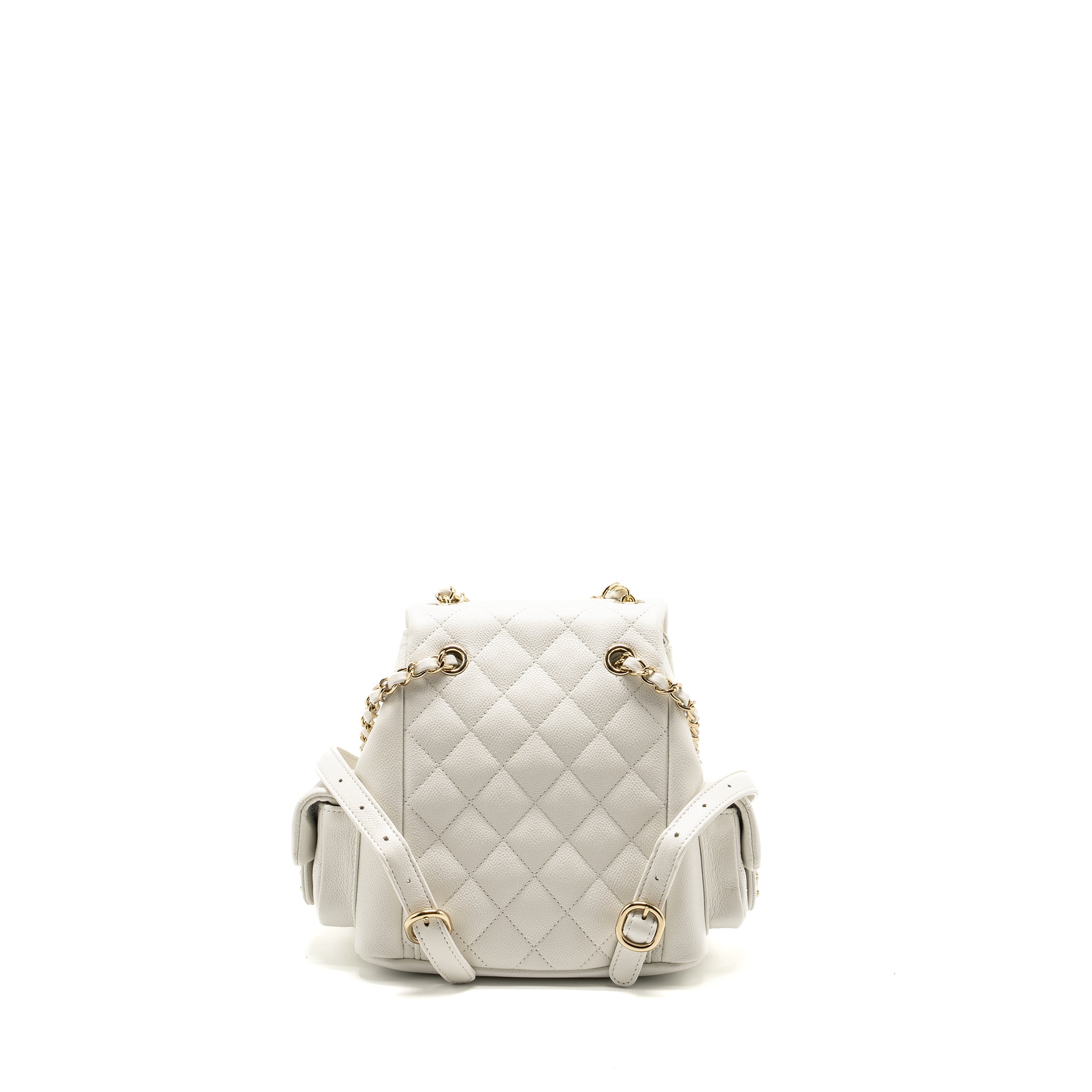 Chanel 23K Triple Pocket Mini Backpack Caviar White LGHW (Microchip) - Image 2