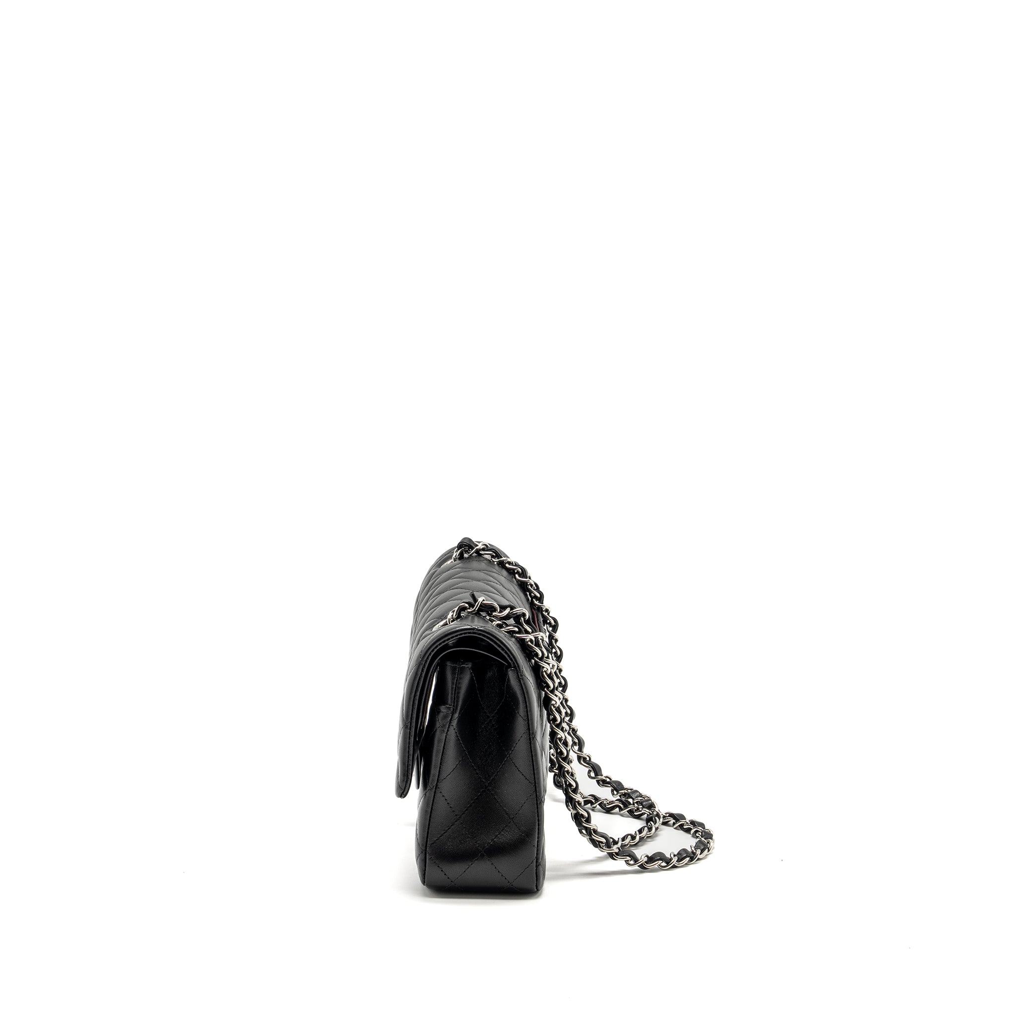 Chanel Medium Classic Double Flap Bag Lambskin Black SHW (microchip) - Image 4