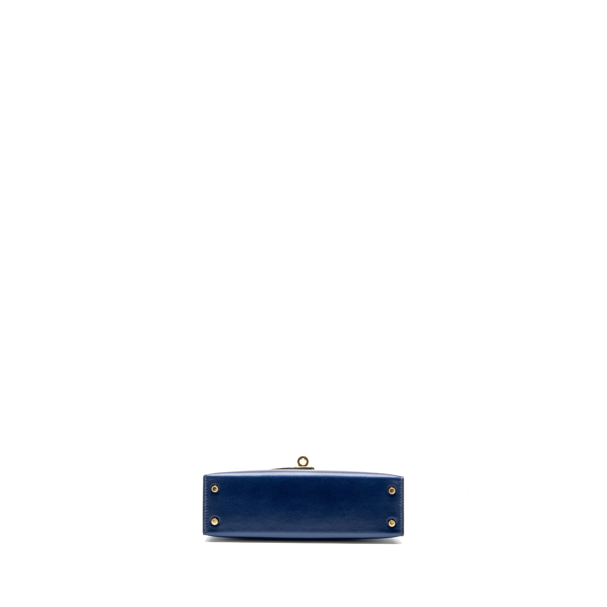 hermes mini kelly II box calfskin blue Saphir GHW stamp U - Image 6