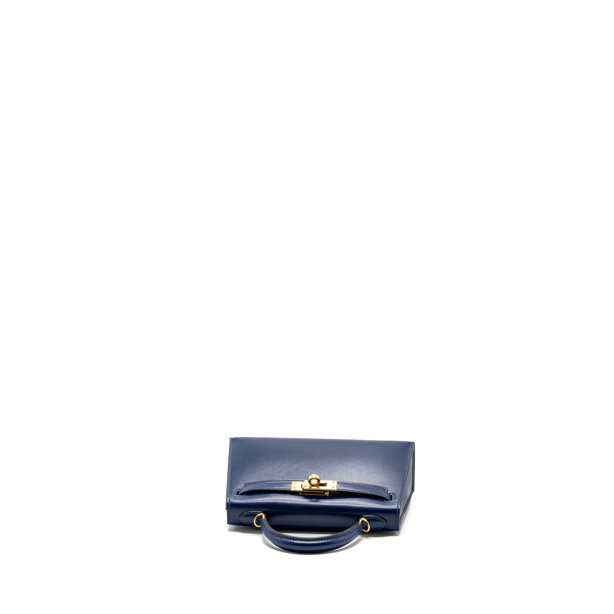 hermes mini kelly II box calfskin blue Saphir GHW stamp U - Image 5