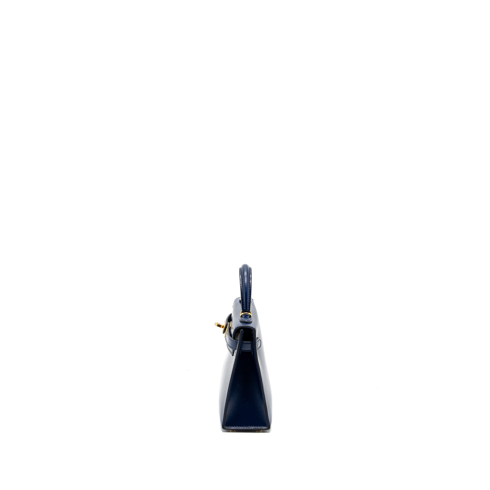 hermes mini kelly II box calfskin blue Saphir GHW stamp U - Image 4