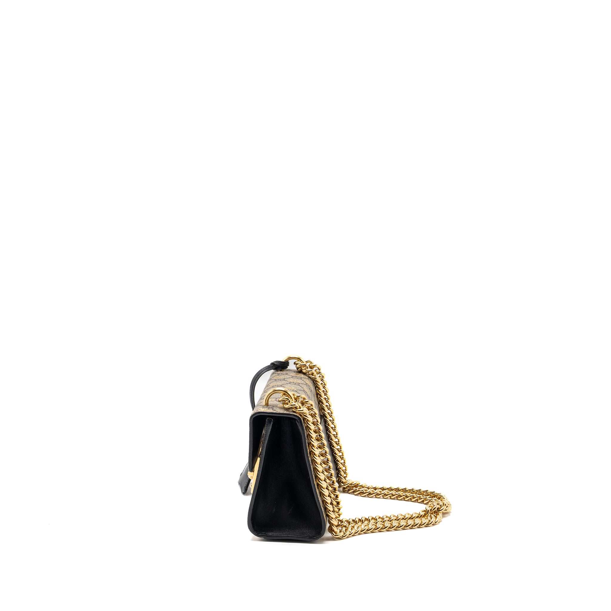 Gucci small padlock chain bag GG supreme canvas with Bee print beige / black GHW - Image 4