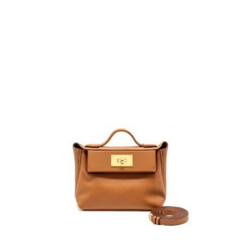 Hermes Mini 24/24 2424-21 Bag Evercolor/ Swift Gold GHW Stamp B