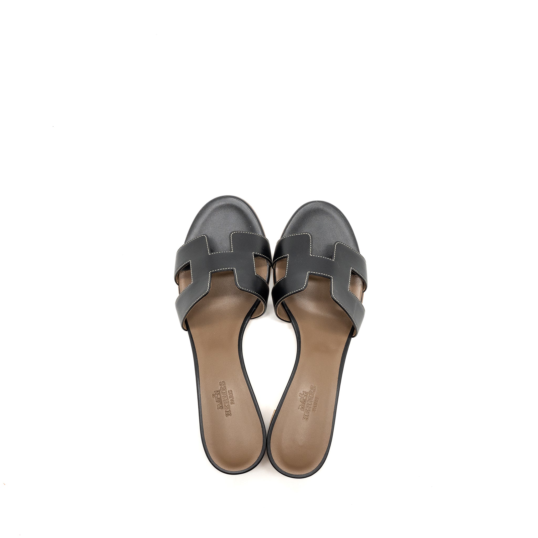 Hermes size 37.5 Oasis sandals box calfskin black - Image 5